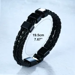 PulserasBrazalete de cuero trenzado - encantos de acero inoxidable - nombres hechos a medida