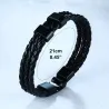 PulserasBrazalete de cuero trenzado - encantos de acero inoxidable - nombres hechos a medida