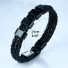 PulserasBrazalete de cuero trenzado - encantos de acero inoxidable - nombres hechos a medida
