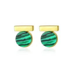 Aretes925 sterling silver - solid stud earrings - malachite