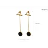 Chain with a black circle - long earringsEarrings