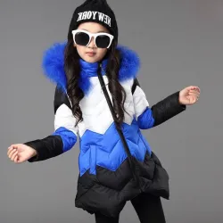 Warm down jacket - with detachable fur hoodKids
