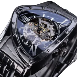 RelojesReloj triangular automático - esfera esqueleto - resistente al agua - acero inoxidable