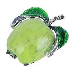 BrochesRed green apple brooch - rhinestone