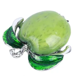 BrochesRed green apple brooch - rhinestone