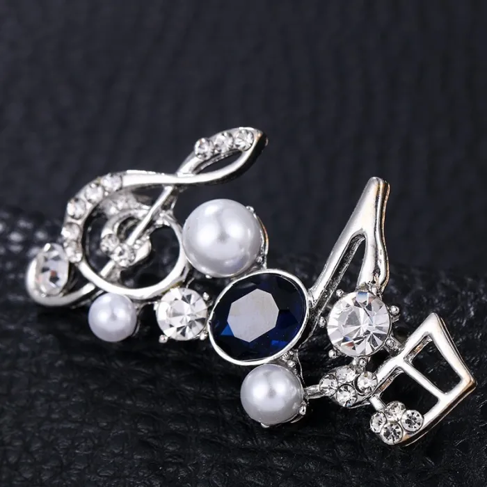 Crystal musical notes - elegant broochBrooches