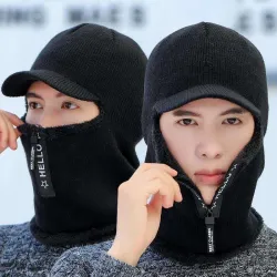 Sombreros / gorrasWinter knitted hat with zipper - balaclava cap