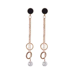 AretesRose gold tassel earrings - with crystal decoration