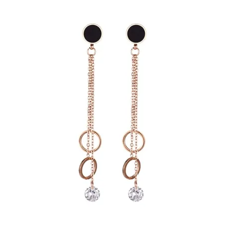 Rose gold long earrings - with crystal decorationEarrings