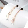Rose gold long earrings - with crystal decorationEarrings