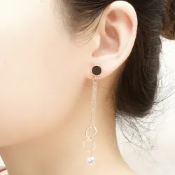 Rose gold long earrings - with crystal decorationEarrings
