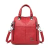 MochilasLeather shoulder bag - with multi zippers / hand strap