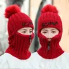 Winter hat with a pompom - balaclava with a zipperHats & Caps