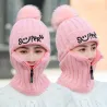 Winter hat with a pompom - balaclava with a zipperHats & Caps
