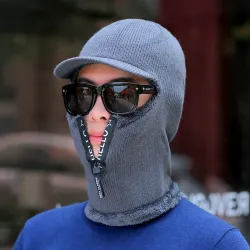 Sombreros / gorrasWinter knitted hat with zipper - balaclava cap