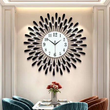 Modern wall clock - sun shape - with crystal decoration - 38 * 38cmClocks