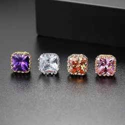 AretesMinimalistic rectangle - crystal earring