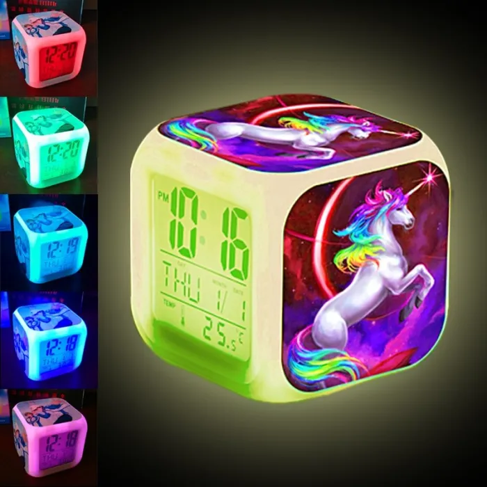 RelojesUnicorn alarm clock for kids - LED digital display