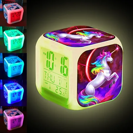 RelojesUnicorn alarm clock for kids - LED digital display