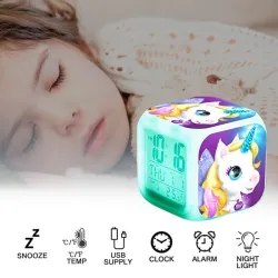 RelojesUnicorn alarm clock for kids - LED digital display