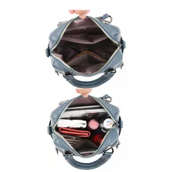 MochilasLeather shoulder bag - with multi zippers / hand strap