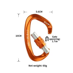 Carabiner - safety screw buckle - for climbing - camping - hiking - 25kN - 1 piece / 2 pieces / 5 piecesSurvival tools