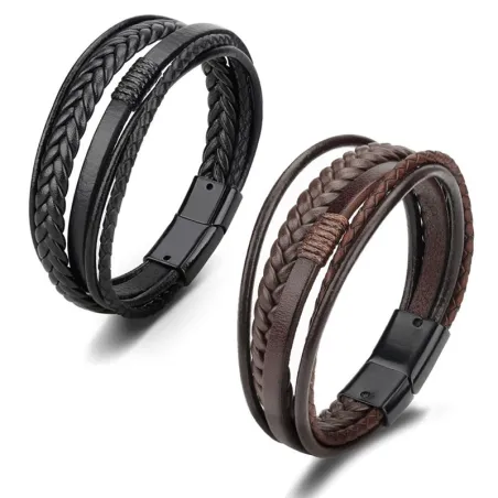 PulseraTrendy mens bracelets - stainless steel - multilayer braided rope unisex
