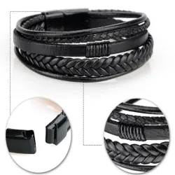 PulseraTrendy mens bracelets - stainless steel - multilayer braided rope unisex