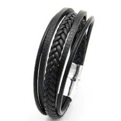 PulseraTrendy mens bracelets - stainless steel - multilayer braided rope unisex
