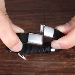 PulserasVintage leather men's bracelet - stainless steel - with strap lock