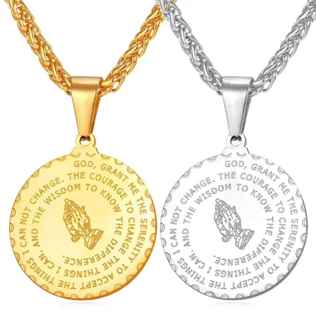 CollaresMedallion and chain - praying hands - gold in color - unisex - gift