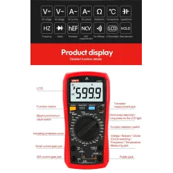 UNI-T - digital multimeter - True RMS / UT890C / UT890D / AC / DC temperature tester - with backlightMultimeters