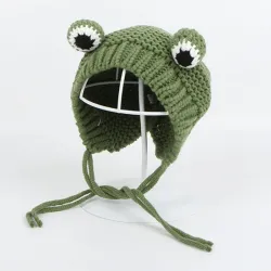 Knitted beanie - with frog's eyes - for girls / boysHats & caps