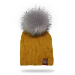 Gorras y sombrerosGorro de punto con pompones / etiqueta de piel - unisex - para niños / adultos