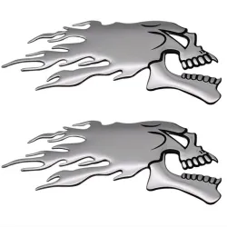 PegatinasCabeza de calavera fantasma cromada 3D - pegatina para coche y moto 2 piezas