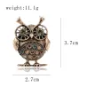 Retro big eyes owl - brooch with crystal decorationsBrooches