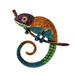 BrochesChameleon brooch - with crystal decorations