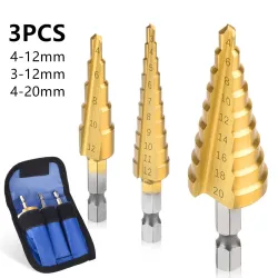 Brocas & taladros3-12mm 4-12mm 4-20mm 4-22mm HSS Straight Groove Step Drill Bit Titanium Coated Wood Metal Hole Cutter Core D...