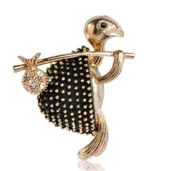 BrochesTurtle with stick - crystal brooch - unisex