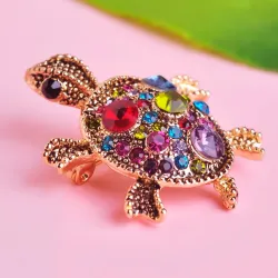 BrochesCrystal tortoise brooch - unisex