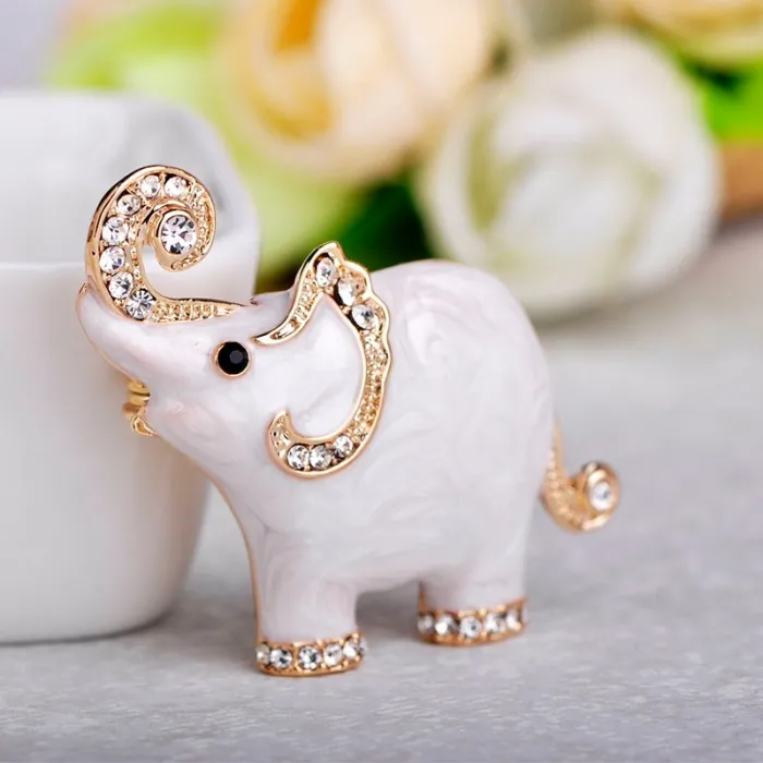 BrochesElephant shaped - enamel brooch - with crystal decorations