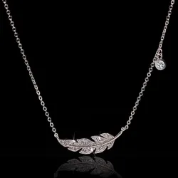 CollarSilver feather necklace - 925 sterling silver