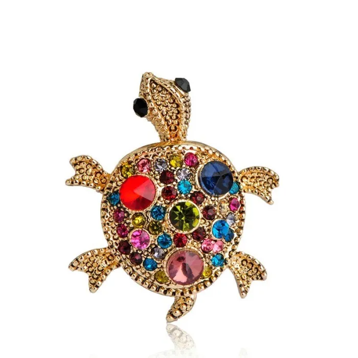 BrochesCrystal tortoise brooch - unisex