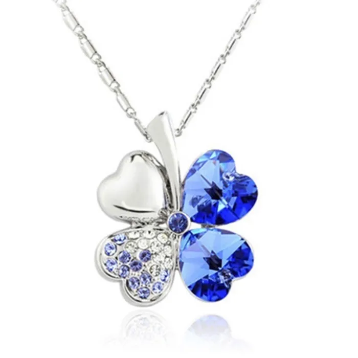 Pendant with crystal four-leaf clover - with necklaceNecklaces