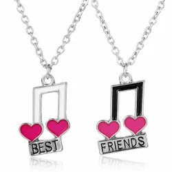 CollarBest Friends - notas musicales / colgante en forma de corazón - collar 2 piezas