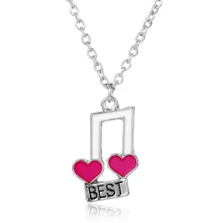 CollarBest Friends - notas musicales / colgante en forma de corazón - collar 2 piezas