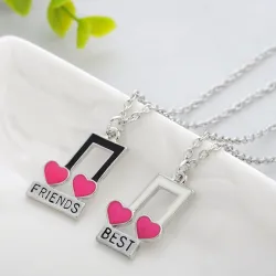 CollarBest Friends - notas musicales / colgante en forma de corazón - collar 2 piezas