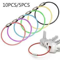llaveroDurable stainless steel wire keychain -  ring connector - hanging cable - 5/10 pieces