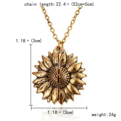 CollarSunflower pendant necklace - openable - with "You are my Sunshine" lettering