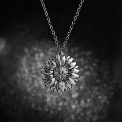 CollarSunflower pendant necklace - openable - with "You are my Sunshine" lettering